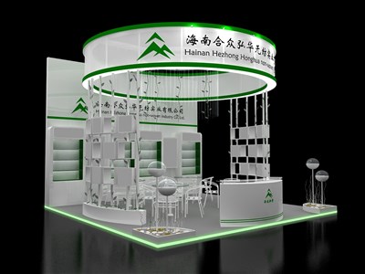 36平米展臺設計制作：三面開口/現(xiàn)代/木質結構/白色，為美博會展商而作（免費使用）
