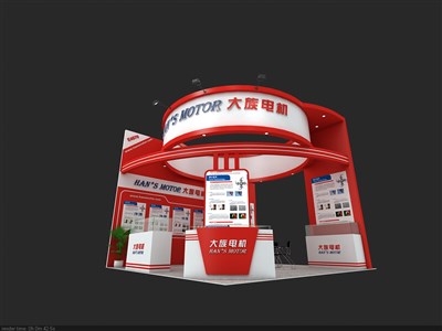 36平米展臺(tái)設(shè)計(jì)制作：三面開(kāi)口/現(xiàn)代/木質(zhì)結(jié)構(gòu)/紅色，為機(jī)械展展商而作（免費(fèi)使用）