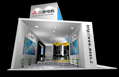 72平米展臺(tái)設(shè)計(jì)制作：四面開口/現(xiàn)代/木質(zhì)結(jié)構(gòu)/白色，為家電展展商而作（免費(fèi)使用）
