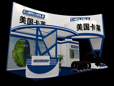 36平米展臺設計制作：三面開口/現代/木質結構/藍色，為汽配展展商而作（免費使用）