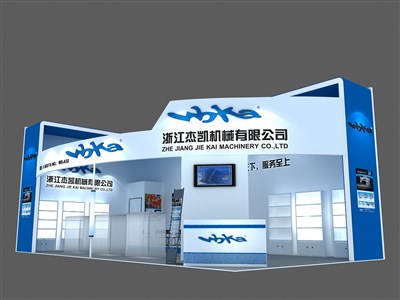 72平米展臺設計制作：二面開口/前衛(wèi)/木質(zhì)結(jié)構(gòu)/藍色，為汽配展展商而作（免費使用）