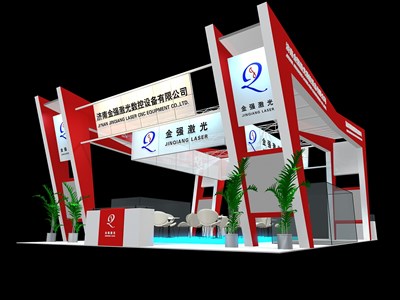 80平米展臺設(shè)計制作：四面開口/現(xiàn)代/木質(zhì)結(jié)構(gòu)/紅色，為汽配展展商而作（免費使用）