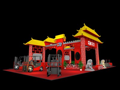 200平米展臺(tái)設(shè)計(jì)制作：四面開口/中式/木質(zhì)結(jié)構(gòu)/紅色，為汽配展展商而作（免費(fèi)使用）