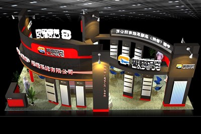 72平米展臺(tái)設(shè)計(jì)制作：四面開(kāi)口/現(xiàn)代/木質(zhì)結(jié)構(gòu)/黑色，為家電展展商而作（免費(fèi)使用）