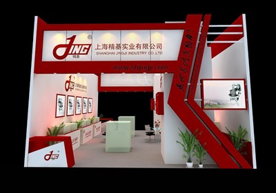 72平米展臺(tái)設(shè)計(jì)制作：二面開口/現(xiàn)代/木質(zhì)結(jié)構(gòu)/紅色，為機(jī)械展展商而作（免費(fèi)使用）