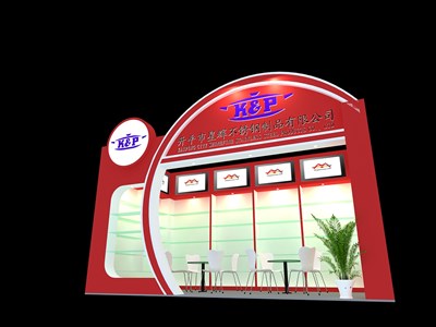 18平米展臺設計制作：一面開口/現(xiàn)代/木質(zhì)結(jié)構(gòu)/紅色，為家電展展商而作（免費使用）