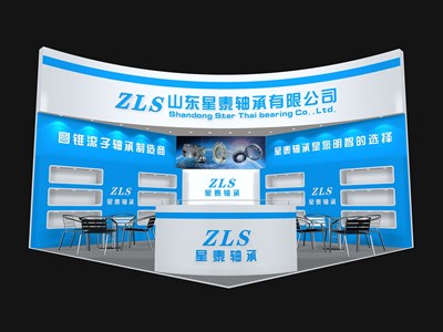 36平米展臺設計制作：二面開口/現(xiàn)代/木質(zhì)結構/藍色，為機械展展商而作（免費使用）