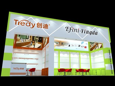 27平米展臺(tái)設(shè)計(jì)制作：一面開口/現(xiàn)代/木質(zhì)結(jié)構(gòu)/彩色，為家電展展商而作（免費(fèi)使用）