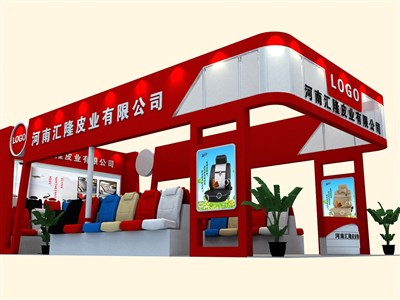 72平米展臺設(shè)計制作：三面開口/現(xiàn)代/木質(zhì)結(jié)構(gòu)/紅色，為汽配展展商而作（免費使用）