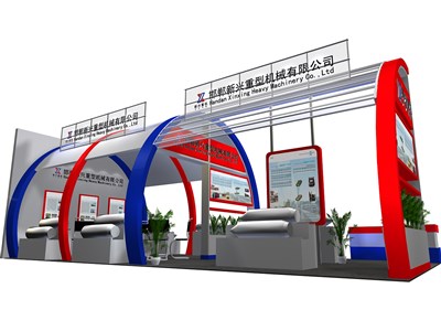 72平米展臺設計制作：二面開口/現(xiàn)代/木質(zhì)結(jié)構(gòu)/藍色，為汽配展展商而作（免費使用）