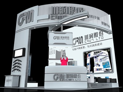 36平米展臺設(shè)計制作：三面開口/現(xiàn)代/木質(zhì)結(jié)構(gòu)/白色，為汽配展展商而作（免費使用）