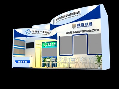 24平米展臺設(shè)計制作：一面開口/前衛(wèi)/木質(zhì)結(jié)構(gòu)/藍色，為汽配展展商而作（免費使用）