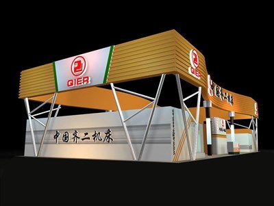 1176平米展臺設計制作：二面開口/現(xiàn)代/木質(zhì)結構/黃色，為汽配展展商而作（免費使用）