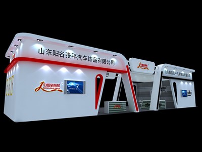 126平米展臺設(shè)計制作：二面開口/現(xiàn)代/木質(zhì)結(jié)構(gòu)/白色，為汽配展展商而作（免費使用）