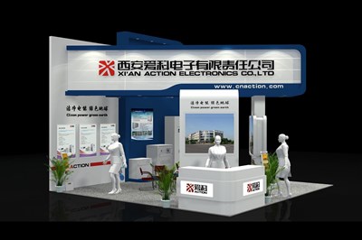 36平米展臺設計制作：三面開口/前衛(wèi)/木質結構/藍色，為電子展展商而作（免費使用）