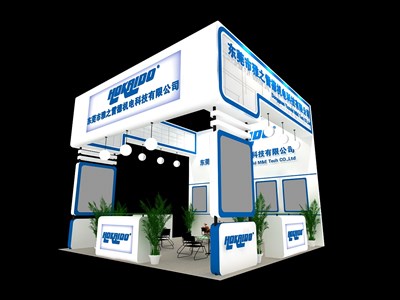 36平米展臺設(shè)計制作：三面開口/現(xiàn)代/木質(zhì)結(jié)構(gòu)/白色，為電子展展商而作（免費使用）