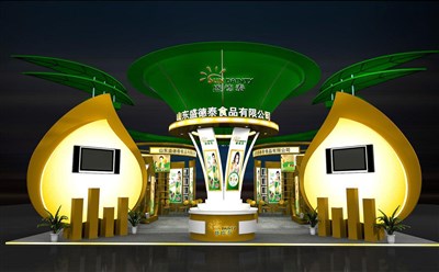 144平米展臺設(shè)計制作：四面開口/卡通/木質(zhì)結(jié)構(gòu)/彩色，為茶博會展商而作（免費使用）