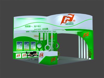 36平米展臺設(shè)計制作：三面開口/現(xiàn)代/木質(zhì)結(jié)構(gòu)/綠色，為電子展展商而作（免費使用）