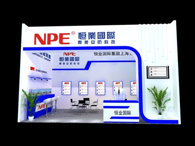 28平米展臺(tái)設(shè)計(jì)制作：一面開口/現(xiàn)代/木質(zhì)結(jié)構(gòu)/藍(lán)色，為電子展展商而作（免費(fèi)使用）