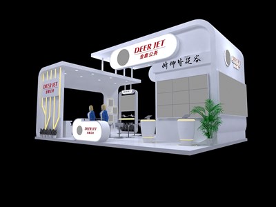 54平米展臺設計制作：三面開口/前衛(wèi)/木質(zhì)結(jié)構/白色，為電子展展商而作（免費使用）
