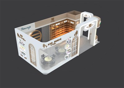 72平米展臺設(shè)計制作：二面開口/卡通/木質(zhì)結(jié)構(gòu)/灰色，為嬰幼展展商而作（免費使用）
