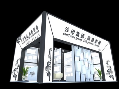 54平米展臺設(shè)計制作：二面開口/現(xiàn)代/木質(zhì)結(jié)構(gòu)/白色，為綜合展展商而作（免費(fèi)使用）