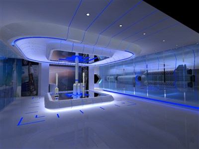 156平米展廳設(shè)計(jì)制作：現(xiàn)代/藍(lán)色，教育類展廳-航空航天展廳（免費(fèi)使用）