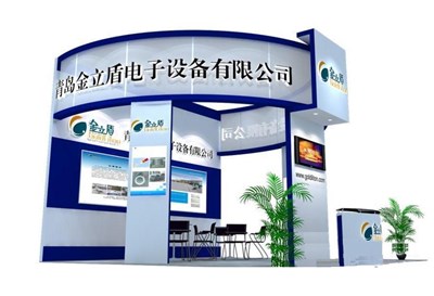 36平米展臺設(shè)計(jì)制作：三面開口/現(xiàn)代/木質(zhì)結(jié)構(gòu)/藍(lán)色，為電子展展商而作（免費(fèi)使用）