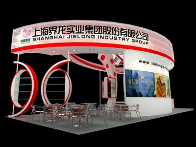 90平米展臺設計制作：三面開口/現(xiàn)代/木質(zhì)結(jié)構(gòu)/白色，為綜合展展商而作（免費使用）