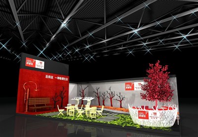 96平米展臺(tái)設(shè)計(jì)制作：二面開口/田園/木質(zhì)結(jié)構(gòu)/彩色，為綜合展展商而作（免費(fèi)使用）