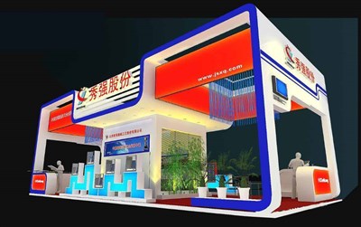 84平米展臺(tái)設(shè)計(jì)制作：四面開口/現(xiàn)代/木質(zhì)結(jié)構(gòu)/彩色，為綜合展展商而作（免費(fèi)使用）