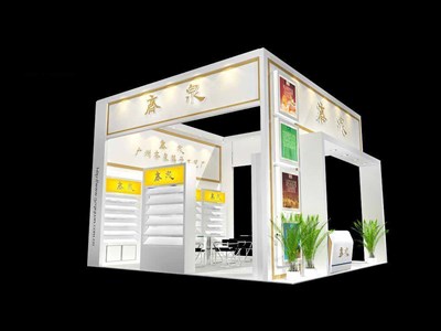 36平米展臺設計制作：三面開口/現(xiàn)代/木質(zhì)結(jié)構(gòu)/白色，為綜合展展商而作（免費使用）