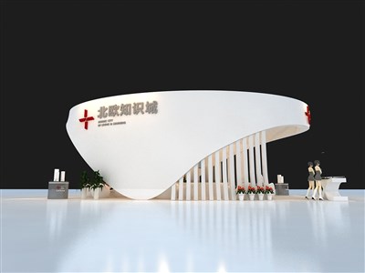81平米展臺設計制作：二面開口/現(xiàn)代/桁架結(jié)構/白色，為房產(chǎn)展展商而作（免費使用）