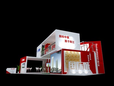 48平米展臺(tái)設(shè)計(jì)制作：三面開口/前衛(wèi)/木質(zhì)結(jié)構(gòu)/粉色，為房產(chǎn)展展商而作（免費(fèi)使用）