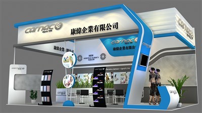 54平米展臺設(shè)計制作：三面開口/現(xiàn)代/木質(zhì)結(jié)構(gòu)/白色，為綜合展展商而作（免費(fèi)使用）