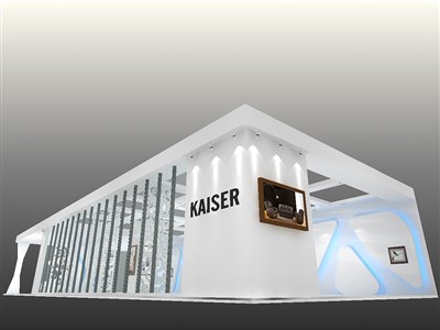 105平米展臺設計制作：三面開口/現代/型材結構/白色，為家具展展商而作（免費使用）