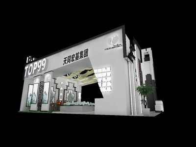 225平米展臺設(shè)計(jì)制作：三面開口/歐式/木質(zhì)結(jié)構(gòu)/白色，為房產(chǎn)展展商而作（免費(fèi)使用）