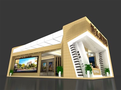 91平米展臺設計制作：二面開口/前衛(wèi)/型材結構/咖啡色，為家具展展商而作（免費使用）