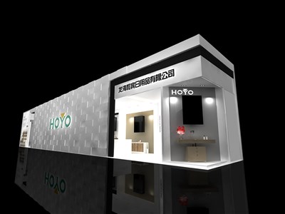 36平米展臺設計制作：四面開口/現(xiàn)代/型材結構/灰色，為家具展展商而作（免費使用）
