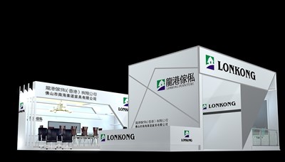 88平米展臺設(shè)計制作：二面開口/現(xiàn)代/型材結(jié)構(gòu)/白色，為家具展展商而作（免費使用）