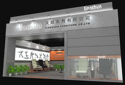 42平米展臺(tái)設(shè)計(jì)制作：一面開口/現(xiàn)代/型材結(jié)構(gòu)/灰色，為家具展展商而作（免費(fèi)使用）