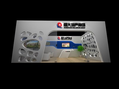 49平米展臺設(shè)計制作：一面開口/前衛(wèi)/木質(zhì)結(jié)構(gòu)/白色，為房產(chǎn)展展商而作（免費使用）