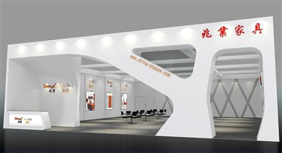 214.5平米展臺(tái)設(shè)計(jì)制作：一面開(kāi)口/前衛(wèi)/型材結(jié)構(gòu)/灰色，為家具展展商而作（免費(fèi)使用）