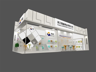 44平米展臺設(shè)計制作：二面開口/現(xiàn)代/型材結(jié)構(gòu)/灰色，為家具展展商而作（免費使用）