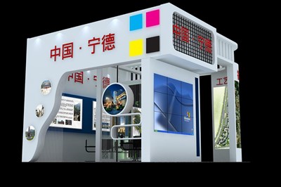 25平米展臺設(shè)計(jì)制作：三面開口/現(xiàn)代/木質(zhì)結(jié)構(gòu)/彩色，為房產(chǎn)展展商而作（免費(fèi)使用）