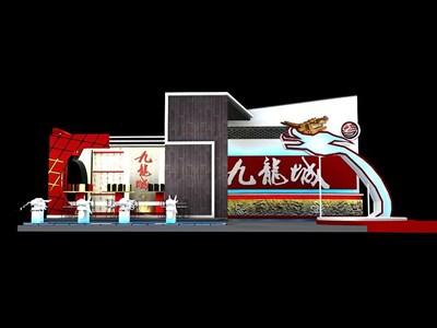 84平米展臺(tái)設(shè)計(jì)制作：三面開(kāi)口/現(xiàn)代/型材結(jié)構(gòu)/彩色，為房產(chǎn)展展商而作（免費(fèi)使用）