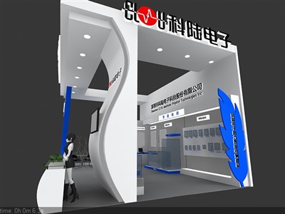 36平米展臺設計制作：三面開口/現(xiàn)代/型材結構/灰色，為電子展展商而作（免費使用）