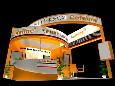 36平米展臺設(shè)計(jì)制作：三面開口/前衛(wèi)/型材結(jié)構(gòu)/橙色，為電子展展商而作（免費(fèi)使用）