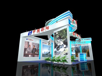91.2平米展臺設(shè)計制作：三面開口/中式/木質(zhì)結(jié)構(gòu)/白色，為旅游展展商而作（免費(fèi)使用）