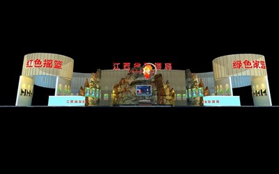 1000平米展臺設(shè)計制作：四面開口/前衛(wèi)/型材結(jié)構(gòu)/米色，為旅游展展商而作（免費(fèi)使用）
